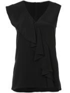 Adam Lippes V-neck Ruffled Top - Black