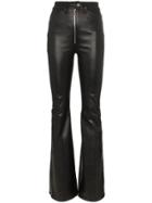 Sprwmn High Waisted Flared Leather Trousers - Black