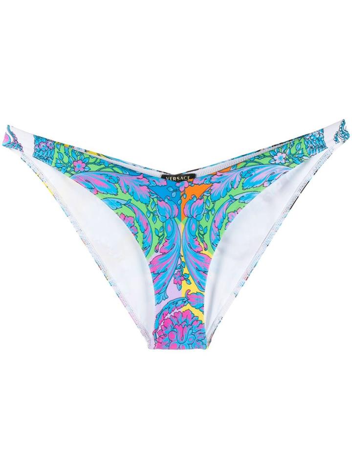 Versace Baroque Print Bikini Bottoms - Blue