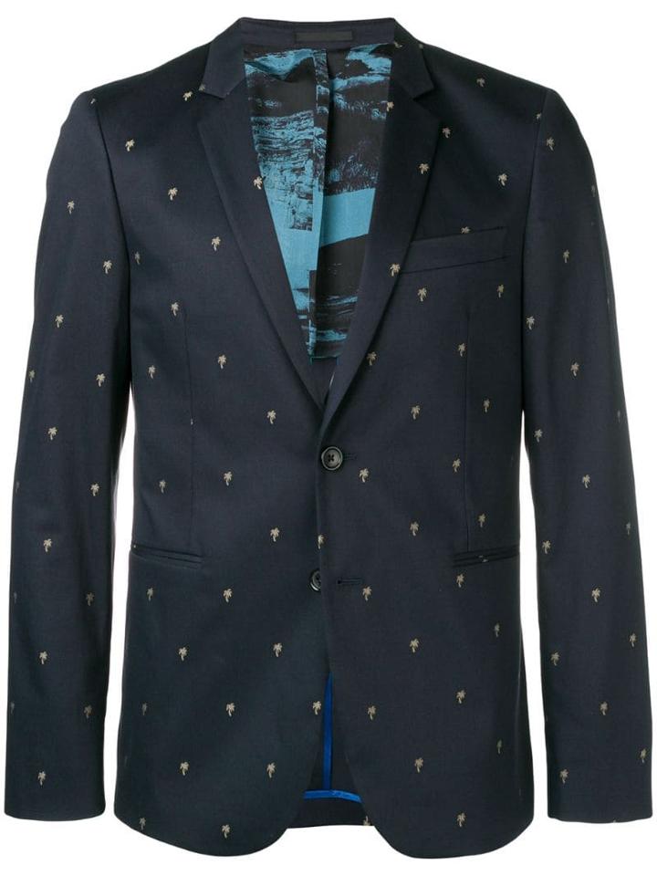 Ps Paul Smith Palm Tree Printed Blazer - Blue