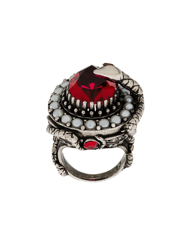 Alexander Mcqueen Bejewelled Snake Ring - Metallic