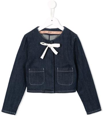 No21 Kids Bow Detail Denim Jacket, Girl's, Size: 8 Yrs, Blue