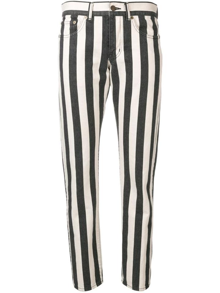 Saint Laurent Striped Ankle Grazer Jeans - Black