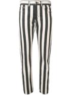 Saint Laurent Striped Ankle Grazer Jeans - Black