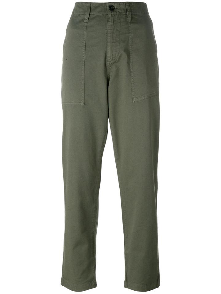 Barena - High-rise Trousers - Women - Cotton/spandex/elastane - 40, Women's, Green, Cotton/spandex/elastane