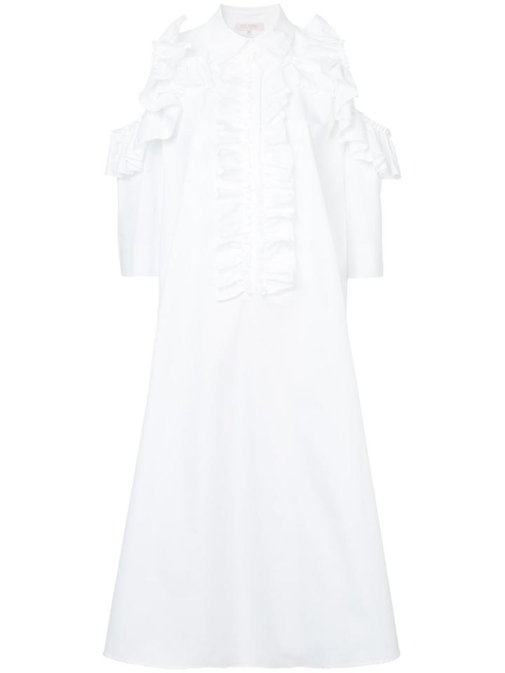Dice Kayek Ruffle Trim Cold Shoulder Dress - White