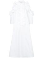 Dice Kayek Ruffle Trim Cold Shoulder Dress - White