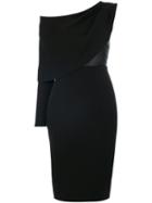 Tom Ford - Asymmetric Draped Dress - Women - Silk/lamb Skin - 38, Black, Silk/lamb Skin