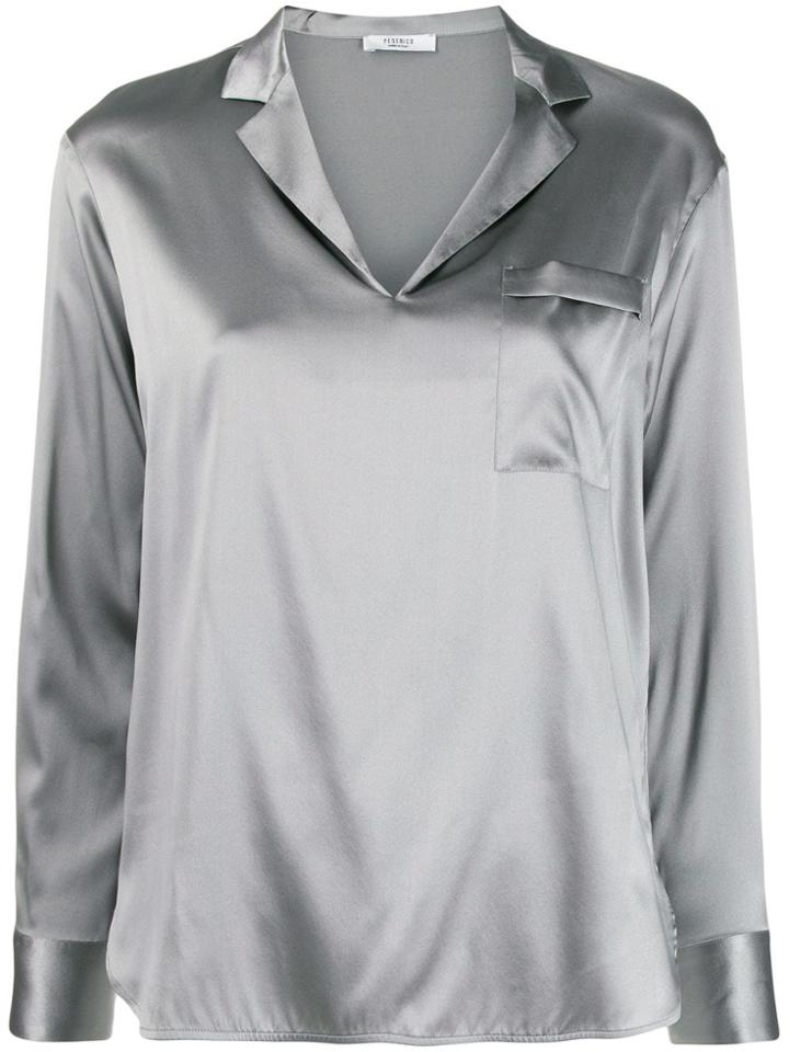 Peserico V-neck Metallic-effect Blouse - Grey