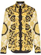 Versace Baroque Print Cotton Shirt - Yellow