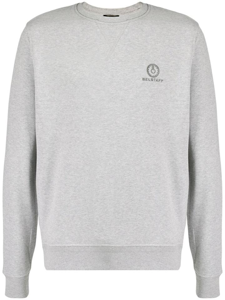 Belstaff Logo Embroidered Crew Neck Sweatshirt - Grey