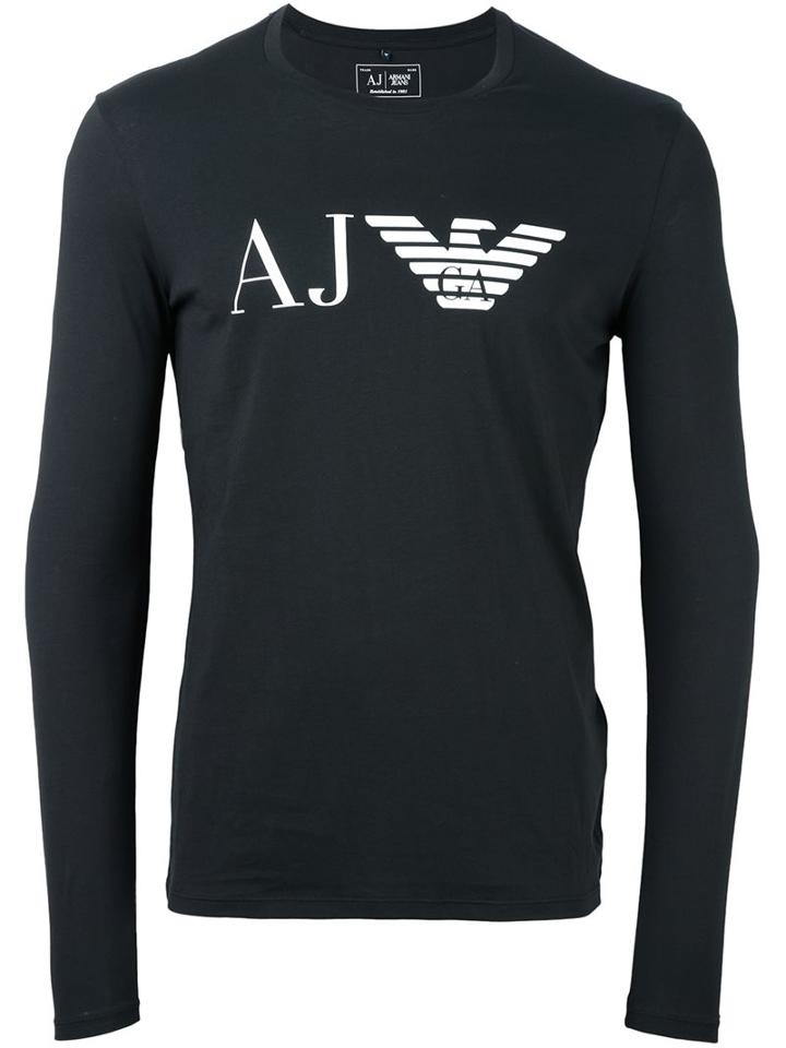 Armani Jeans Long Sleeve T-shirt, Men's, Size: Xl, Black, Cotton