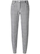 Blumarine Checked Slim-fit Cropped Trousers, Women's, Size: 46, Black, Cotton/spandex/elastane