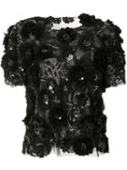 Marchesa Sequinned Floral Blouse, Women's, Size: 6, Black, Silk