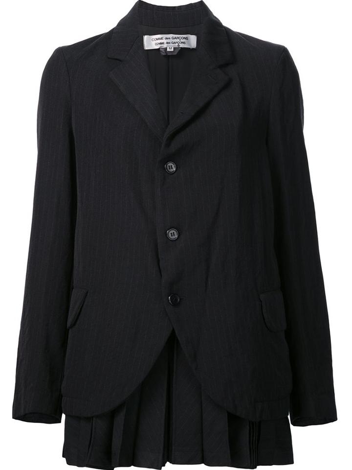 Comme Des Garçons Comme Des Garçons Pleated Underlay Blazer, Women's, Size: Small, Black, Cupro/wool