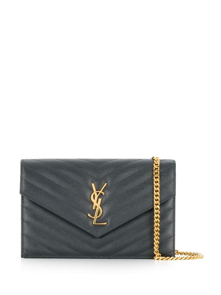 Saint Laurent Quilted Monogram Cross-body Bag - Grey