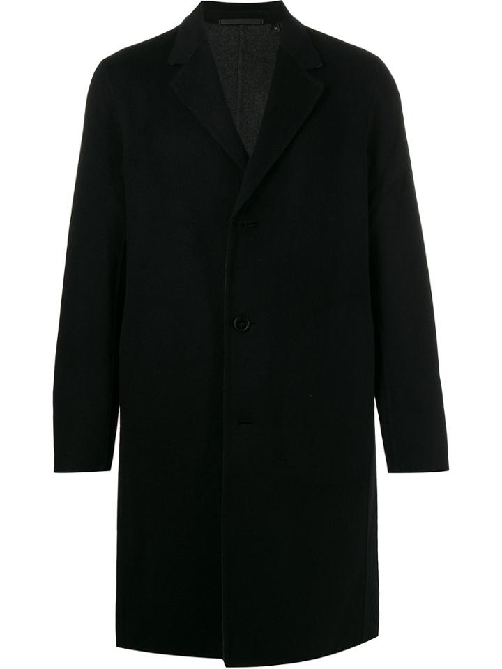 Theory Straight Single-breasted Coat - Black