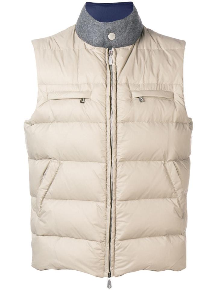 Eleventy Zipped Padded Vest - Nude & Neutrals