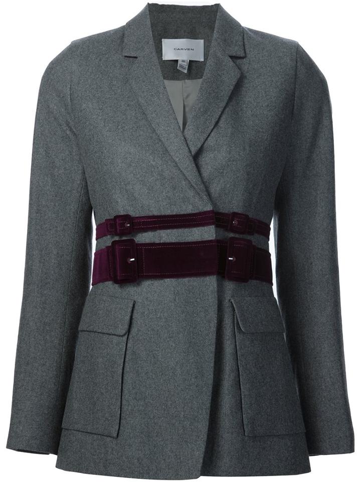 Carven Contrast Belt Fitted Jacket