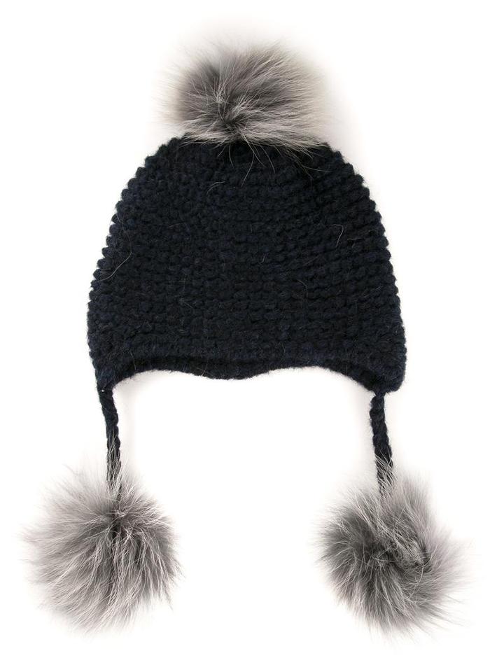 Inverni Triple Pom Beanie, Women's, Blue, Nylon/wool/alpaca