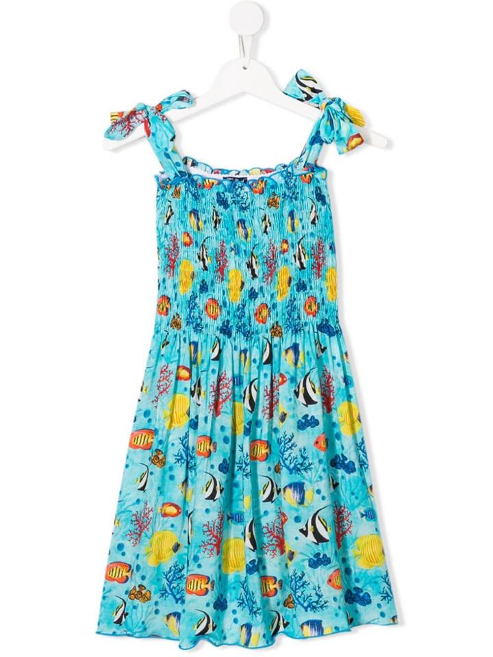 Mc2 Saint Barth Kids Sea Life Print Dress - Blue