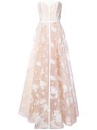 Alex Perry Embroidered Strapless Gown - Nude & Neutrals