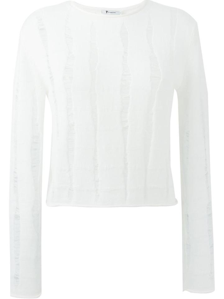 T By Alexander Wang Distressed Jumper, Women's, Size: Xs, White, Merino