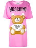 Moschino - Toy Bear Print T-shirt Dress - Women - Rayon/other Fibers - 38, Women's, Pink/purple, Rayon/other Fibers