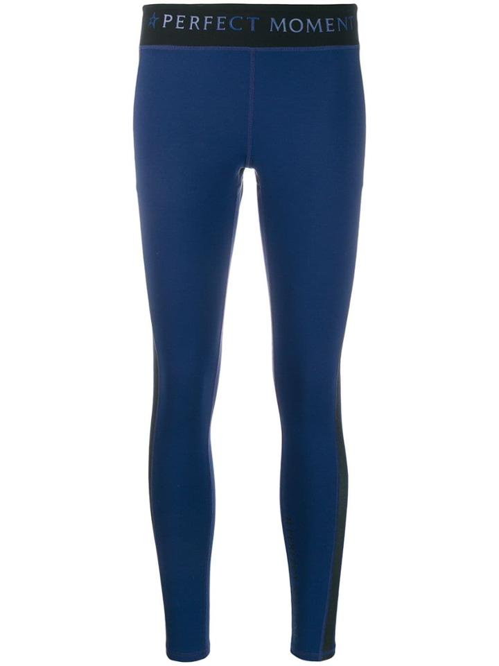 Perfect Moment Star-print Striped Leggings - Blue