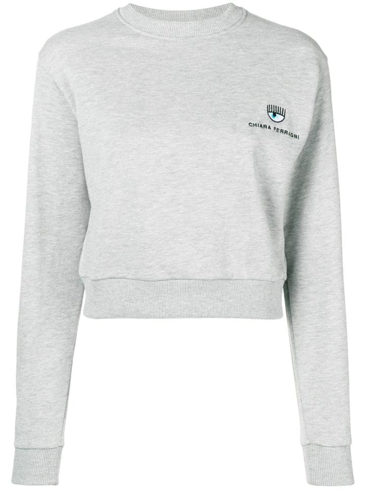Chiara Ferragni Cropped Jersey Sweater - Grey