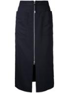 Cityshop - Front Zip Skirt - Women - Linen/flax/polyester/cupro - 38, Blue, Linen/flax/polyester/cupro