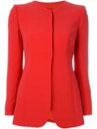 Giorgio Armani Collarless Triple Button Jacket, Women's, Size: 38, Red, Silk