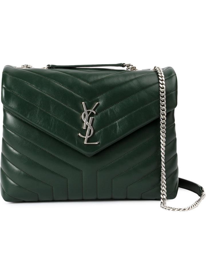 Saint Laurent - Saint Laurent 487216dv726 1000 - Black Leather - Women - Calf Leather - One Size, Green, Calf Leather