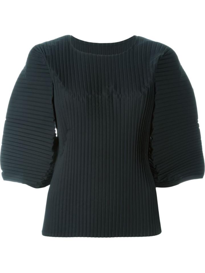 Sofie D'hoore 'beat' Pleated Puff Sleeve Top, Women's, Size: 38, Black, Polyester/cotton