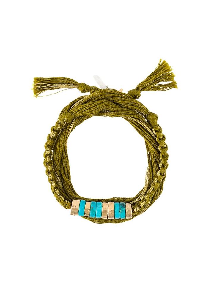 Aurelie Bidermann Takayama Wrap Bracelet, Women's, Metallic, Brass/18kt Gold Plated Brass/turquoise/mother Of Pearl