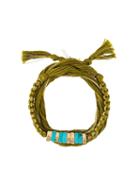 Aurelie Bidermann Takayama Wrap Bracelet, Women's, Metallic, Brass/18kt Gold Plated Brass/turquoise/mother Of Pearl