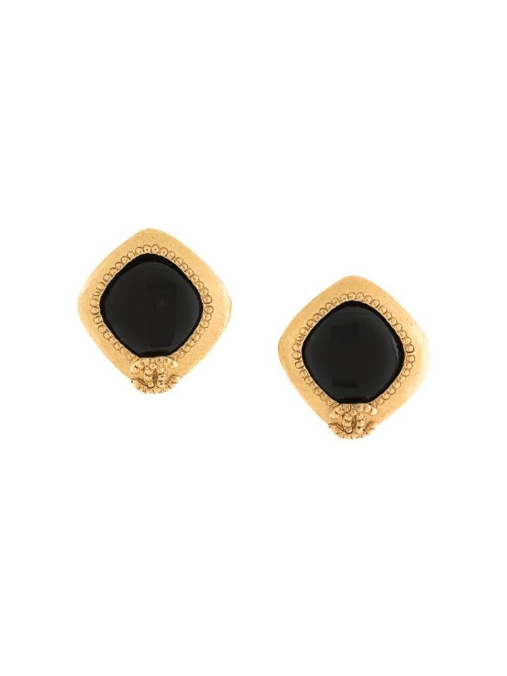 Chanel Pre-owned 1995 Cc Stone Earrings - Gold