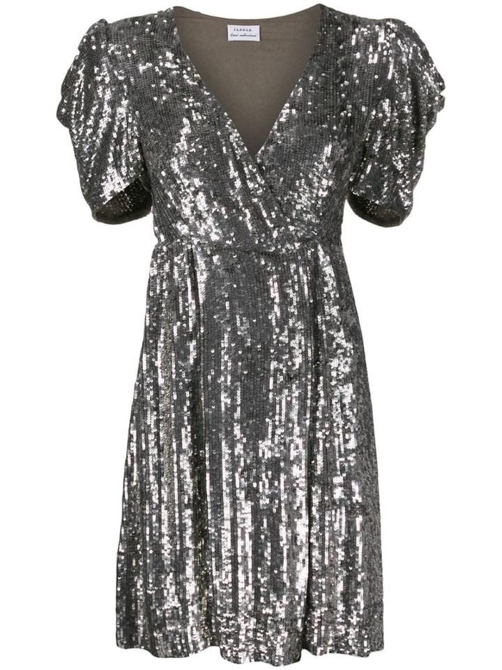 P.a.r.o.s.h. Short Sleeve Embellished Dress - Metallic