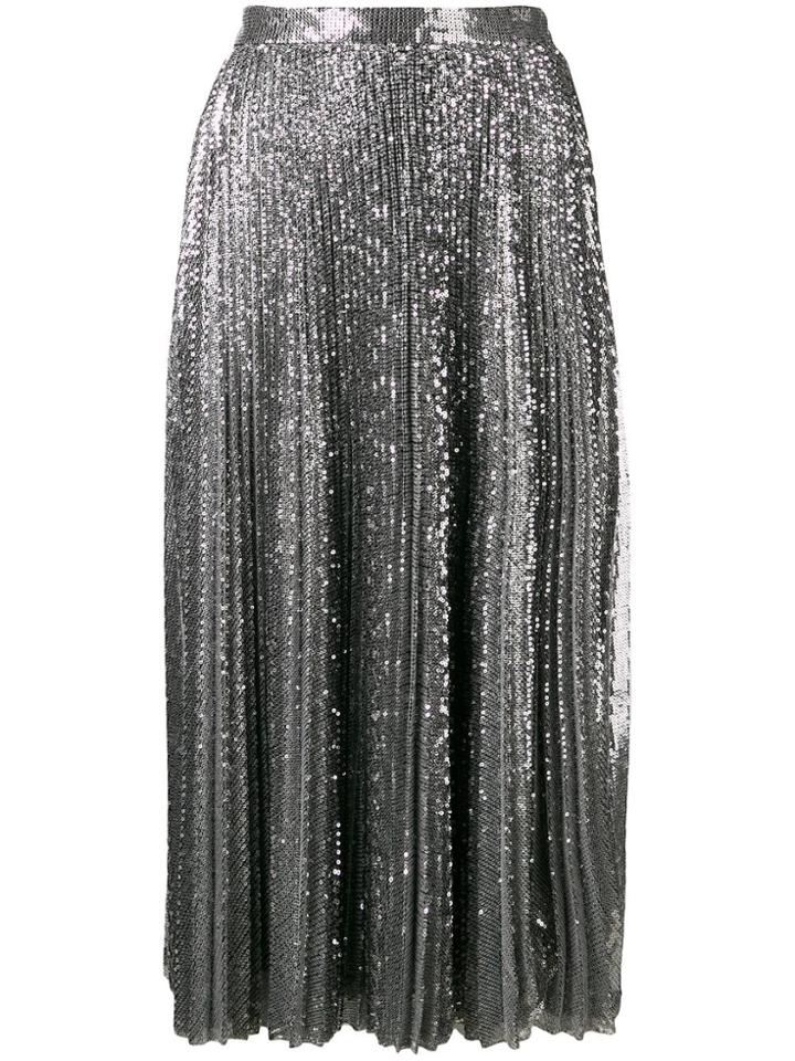 Msgm Pleated Maxi Skirt - Silver