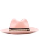 Maison Michel Contrast Band Trilby, Women's, Size: Medium, Pink/purple, Rabbit Fur Felt