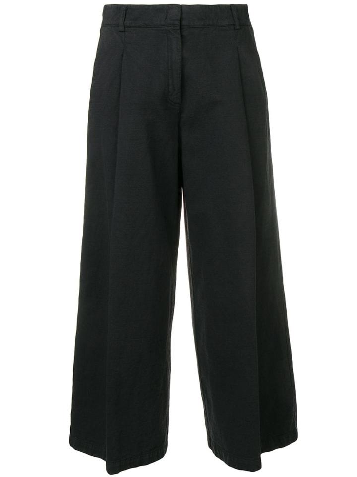 Kiltie Cropped Loose Trousers - Black