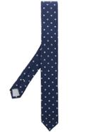 Eleventy Polka Dot Embroidery Tie - Blue