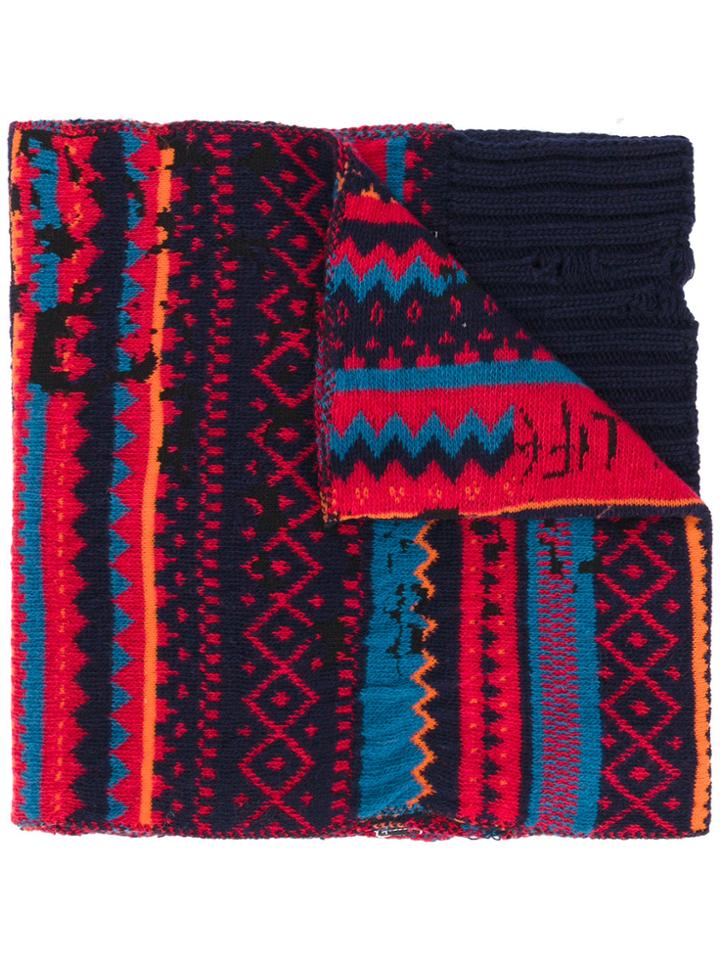 Diesel Intarsia Knit Scarf - Multicolour