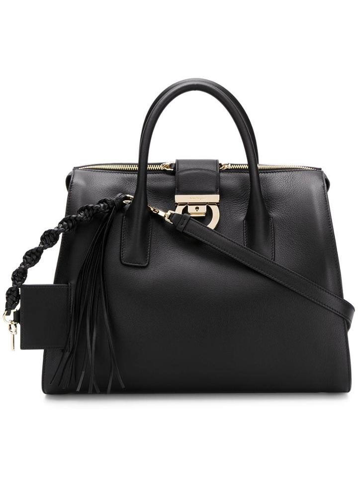 Salvatore Ferragamo Lock Tote Bag - Black