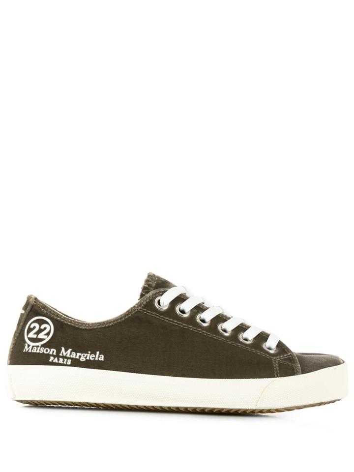 Maison Margiela Embroidered Logo Tabi Sneakers - Neutrals
