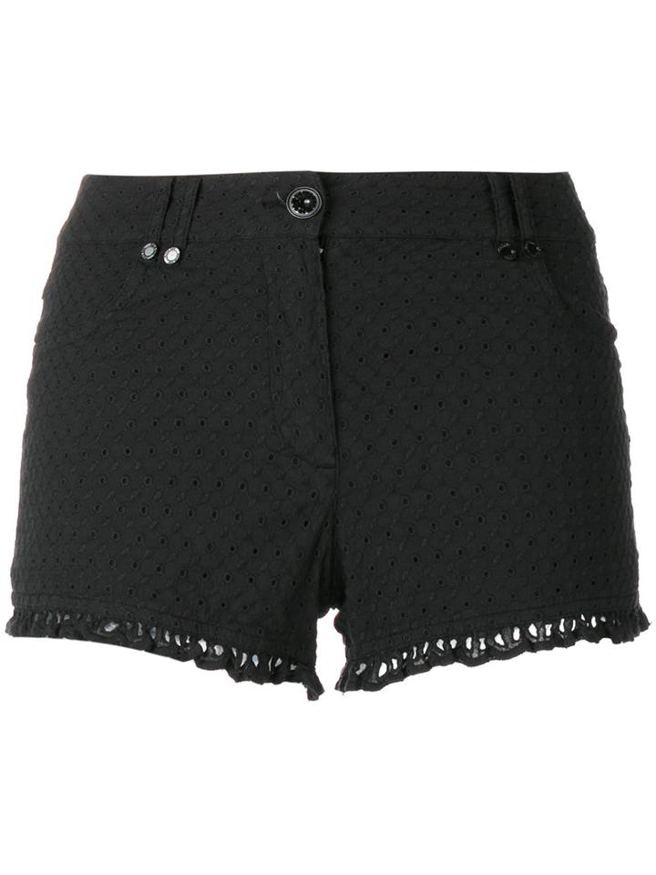 Plein Sud Jeanius Frill Trim Shorts, Women's, Size: 38, Black, Cotton