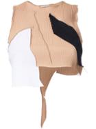 Kotohayokozawa Contrast Panel Pleated Crop Top