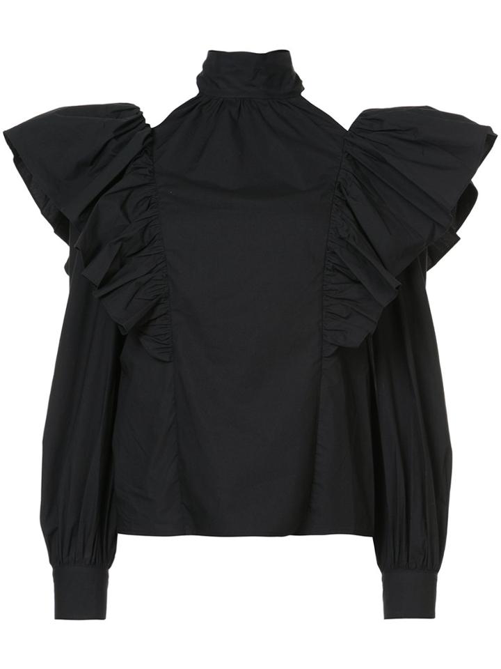 Jill Stuart Frill Frimmed Blouse - Black