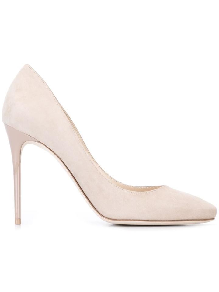 Jimmy Choo Esme 100 Pumps, Women's, Size: 38.5, Nude/neutrals, Suede/leather