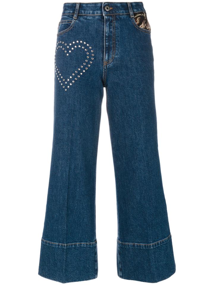 Stella Mccartney Stud Detail Cropped Flare Jeans - Blue